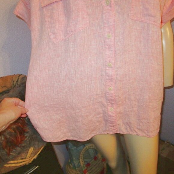 NEW Lafayette 148 Sublime Linen Blouse Top Sz 14 Oversized Tunic Button Up Shirt - Picture 4 of 11
